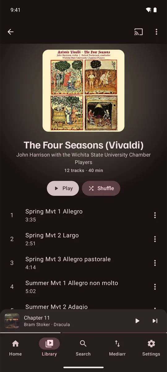 An album: play, shuffle or pick a track